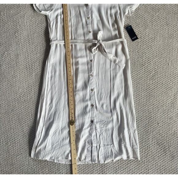 Naïf Dress Size L Lightweight Natural Beige Long Tunic Sleeve Belted Button Up - Picture 7 of 9